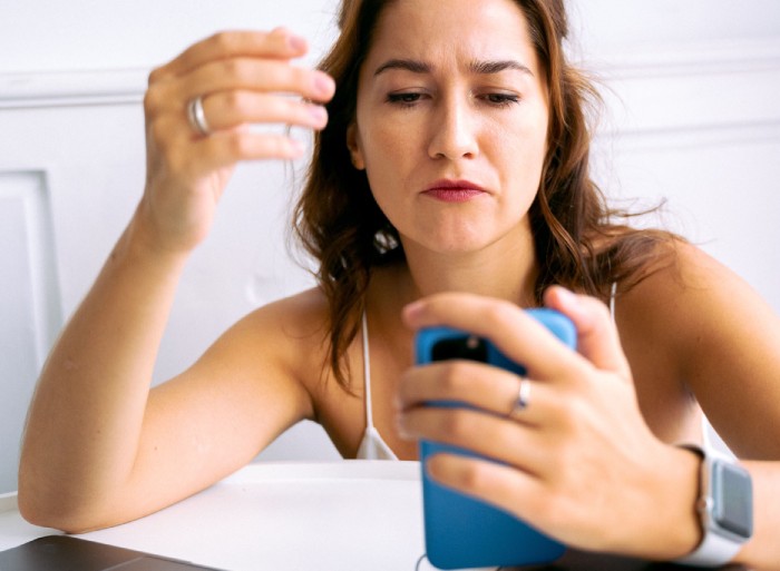 woman distracted at work